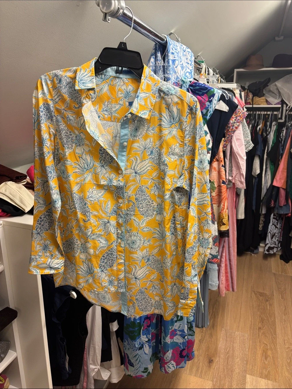 J.McLaughlin Yellow Floral Button-Up Blouse - Picture 1 of 8